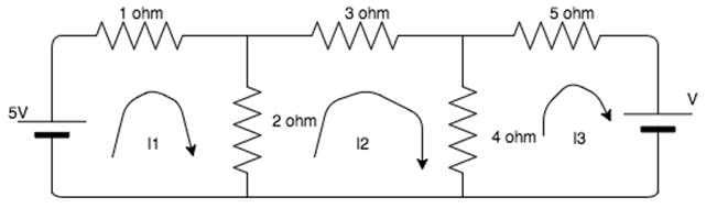 Find The Value Of V, If The Value Of I3= 0A.